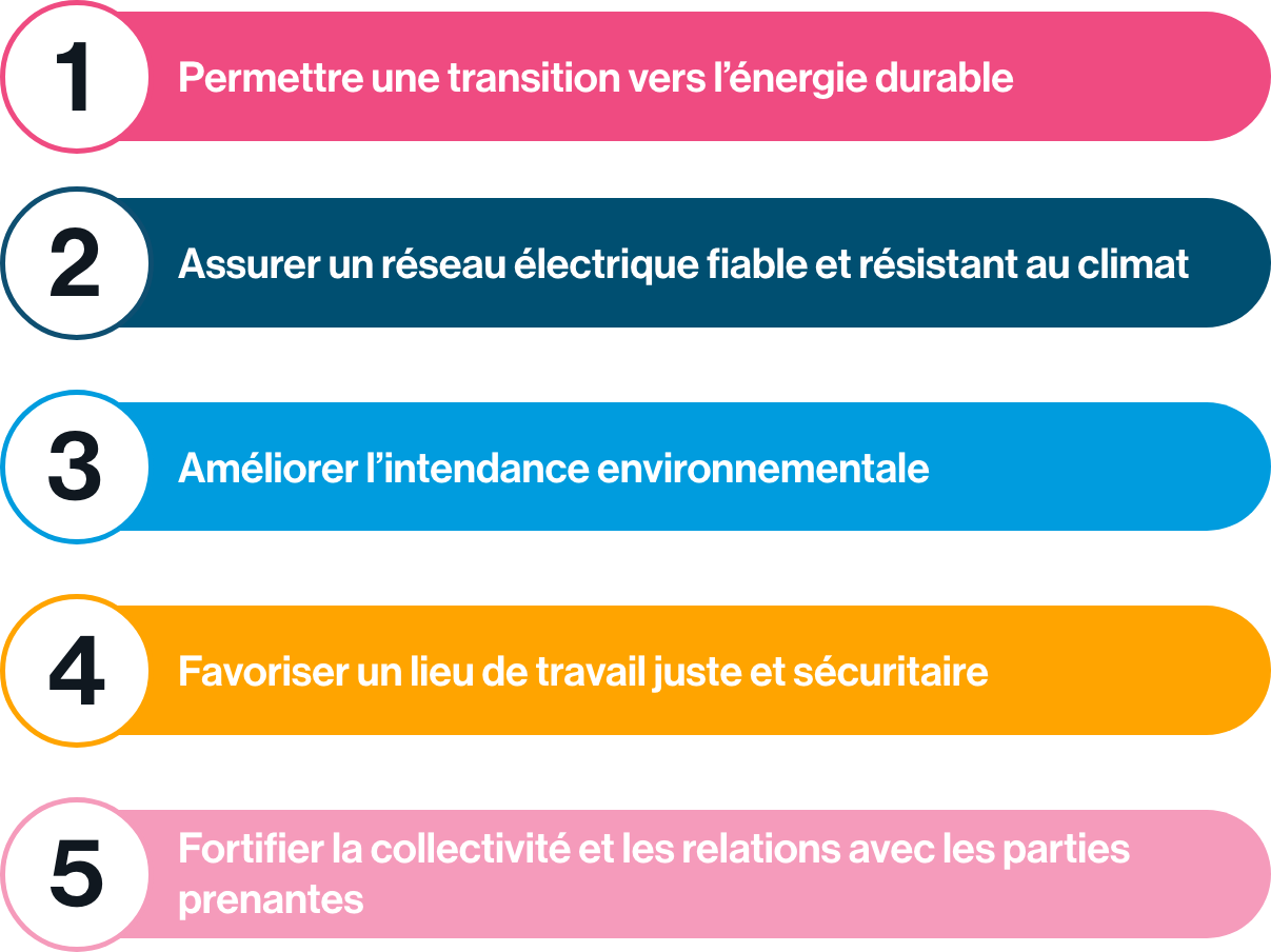Priorités de l'électricité durable